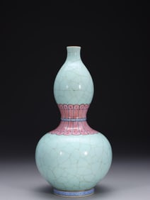 TURQUOISE GLAZED GOURD VASE