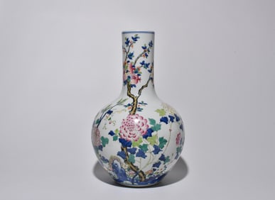 BLUE AND WHITE PLUS COLORED CELESTIAL GLOBE VASE