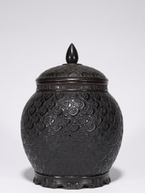 RED SANDALWOOD AUSPICIOUS CLOUD PATTERN TEA CAN