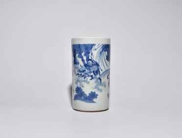 BLUE AND WHITE PEN HOLDER