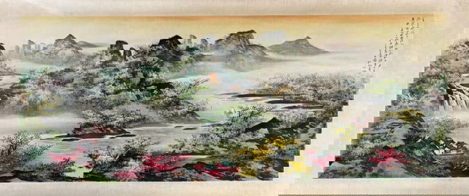 HAND PAINTING LANDSCAPE PAINTING WITH MARK OF ZHANG DAQIAN