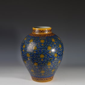 PLAIN THREE-COLOR ROUND LONGEVITY PATTERN JAR