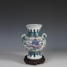 CLOUD DRAGON PATTERN DOUBLE-EARED VASE