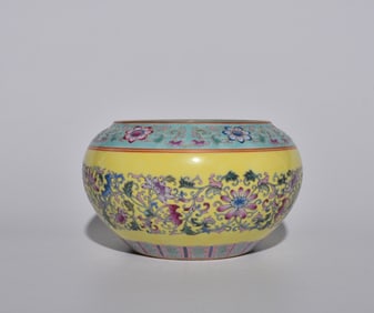 YELLOW-GLAZED COLORFUL JAR