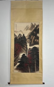 HAND PAINTING LANDSCAPE SCROLL WITH MARK OF LI XIONGCAI