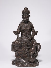 AGARWOOD CARVED FREE GUANYIN SEATED