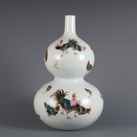 ROSE AUSPICIOUS COCKS GOURD BOTTLE