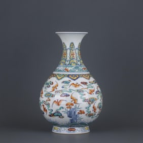 DOUCAI CLOUD BAT PATTERN JADE POT SPRING BOTTLE