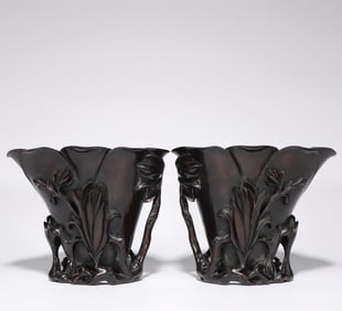 RED SANDALWOOD ORCHID PATTERN ORCHID CUP