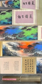 HAND PAINTING PO CAI LANDSCAPE LONG SCROLL WITH MARK OF ZHANG DAQIAN