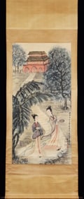FU BAOSHI LADIES FIGURE VERTICAL AXIS ORIGINAL OLD MOUNTED