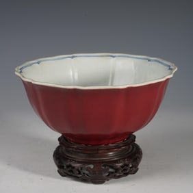 ALUM RED BLUE AND WHITE BOWL