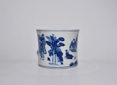 BLUE AND WHITE PEN HOLDER