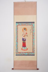 ZHANG DAQIAN'S GUANYIN, EXQUISITE VERTICAL SCROLL