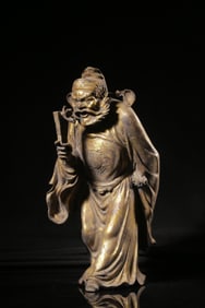 COPPER GILT STANDING ZHONG KUI STATUE