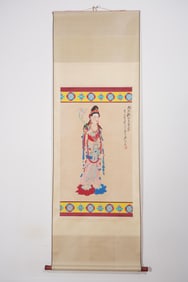 ZHANG DAQIAN GUANYIN FINE VERTICAL SCROLL