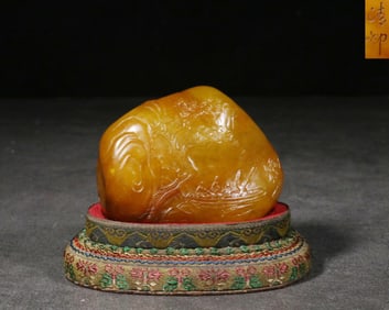 QINGQING SHOUSHAN TIANHUANG STONE HAND-CARVED LANDSCAPE PATTERN ORNAMENT