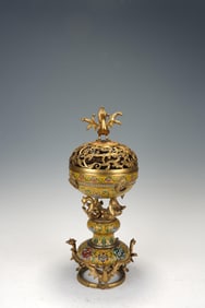 COPPER BODY ENAMEL INCENSE BURNER