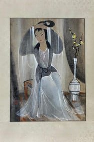 HAND PAINTING BEAUTY SCROLL WITH MARK OF LIN FENGMIAN