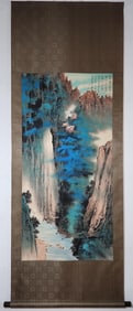 HAND PAINTING PO CAI LANDSCAPE SCROLL WITH MARK OF ZHANG DAQIAN