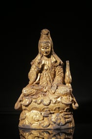 BRONZE GILT JINGPING GUANYIN SEATED STATUE
