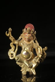 QING DYNASTY COPPER GILT ACALA STATUE