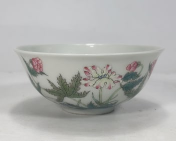 ENAMEL COLOR FLOWERS AND POETRY BOWL