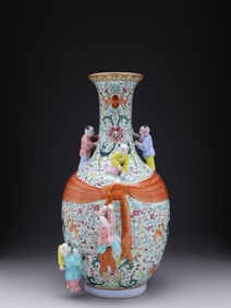 ENAMEL PAINTED GOLD PAINTED FIVE SONS PASS THE IMPERIAL EXAMINATION APPRECIATION VASE