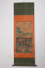 ZHAO BOJU PAVILION FINE VERTICAL SCROLL