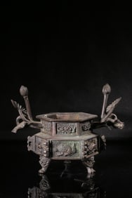 BRONZE DOUBLE-EARED ANIMAL-FOOT INCENSE BURNER