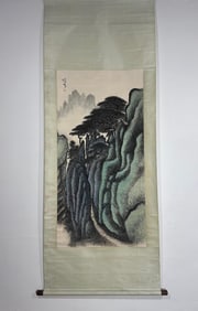 HAND PAINTING LANDSCAPE SCROLL WITH MARK OF LI XIONGCAI