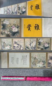 HAND PAINTING BIRDS LOTUS FLOWERS LONG SCROLL WITH MARK OF ZHANG DAQIAN