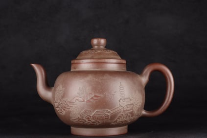 ZISHA TEAPOT WITH MARK OF CHEN JUNQIN