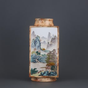 STONE PATTERN GLAZE WINDOW PASTEL LANDSCAPE POETRY FIGURE SQUARE BOTTLE