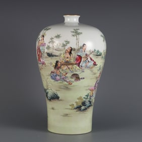 PASTEL BAMBOO FOREST SEVEN SAGES FIGURE PLUM BOTTLE