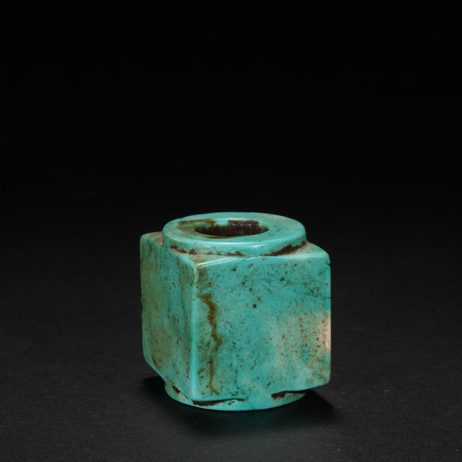 TURQUOISE CONG: 老绿松石琮 turquoise cong 3X3X3.4cm