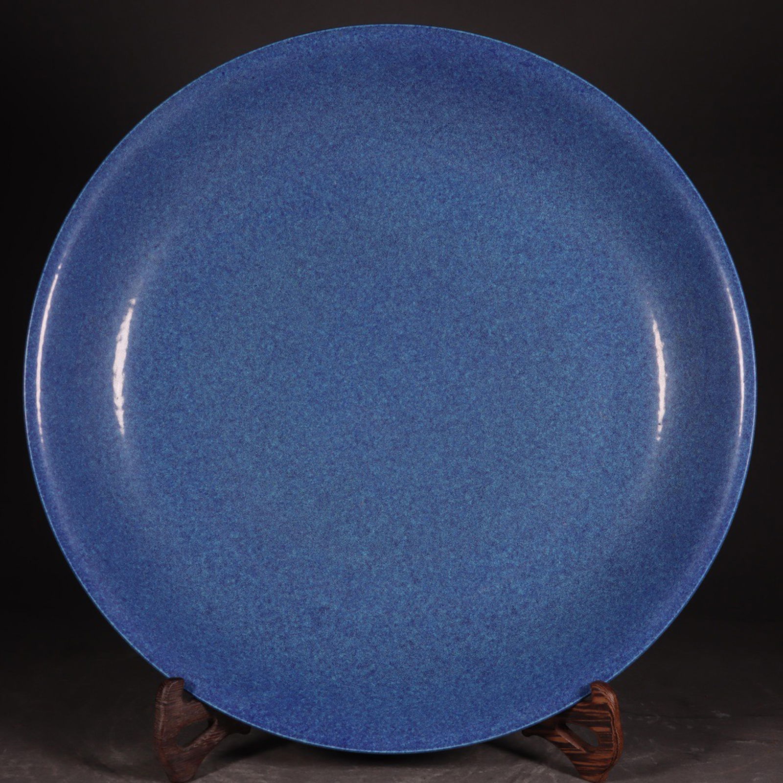 BIG SIZE LU JUN GLAZING PLATE: 炉钧釉盘 Big size Lu Jun glazing plate mouth diameter 36.8cm height 6.3cm