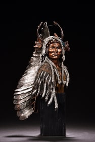 CA PARDELL "ESTEEMED WARRIOR" BRONZE SCULPTURE