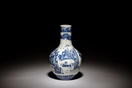 BLUE AND WHITE 'PEOPLE' VASE