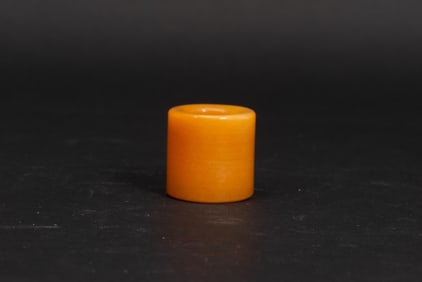 EGG YOLK AMBER CARVED THUMB RING