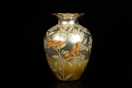 EXPORT 'BUTTERFLIES AND FLOWERS' VASE
