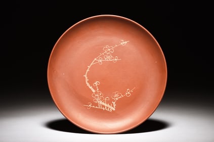 YIXING ZISHA 'PLUM FLOWERS' DISH