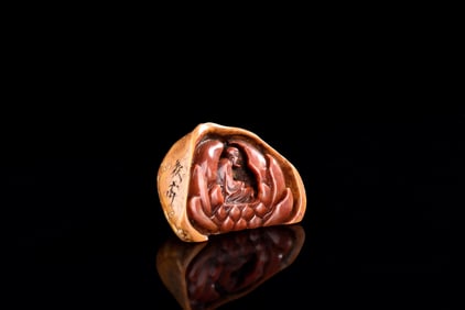 SHOUSHAN SOAPSTONE CARVED 'ARHAT' SEAL STAMP