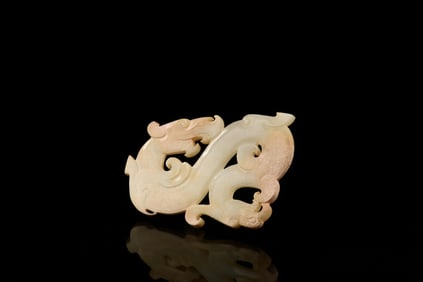 WHITE JADE DRAGON AND PHOENIX CARVING