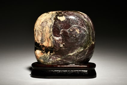 TAIWANESE RHODONITE STONE WITH STAND