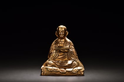 TIBETAN GILT BRONZE TSONGKHAPA SEATED FIGURE