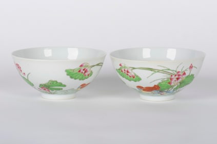 FAMILLE ROSE 'FLOWERS' BOWLS