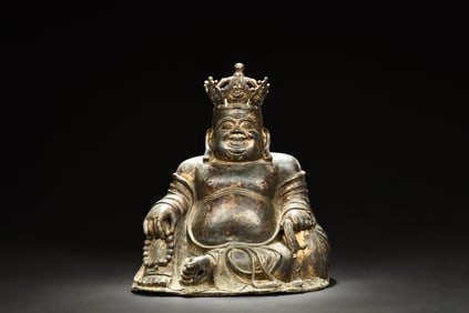 BRONZE CAST MAITREYA BUDDHA SEATED FIGURE