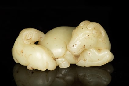 JADE CARVED 'SHEEP' FIGURE