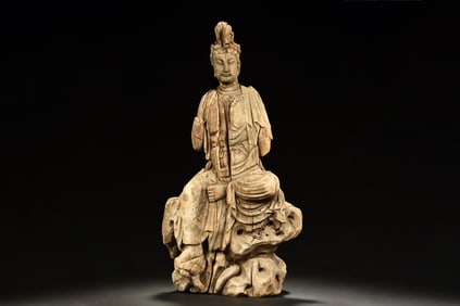 WOOD CARVED AVALOKITESVARA FIGURE